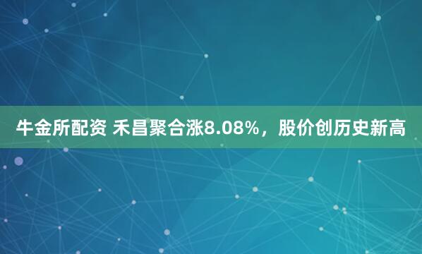 牛金所配资 禾昌聚合涨8.08%，股价创历史新高